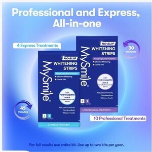 MySmile Whitening Strips 2 boxes (4 strips 2 treatments in each box) new sealed